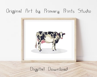 Cow Art Print, Cow Printable, Farm Animal Printable Art, Cow Wall Art, Cow Digital Download