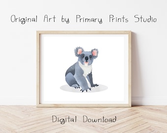 Koala Art Print, Koala Printable, Australian Animal Printable Art, Koala Wall Art, Koala Digital Download
