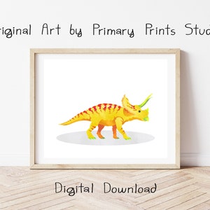 Triceratops Dinosaur Art Print, Dinosaur Wall Art, Triceratops Dinosaur Printable Art, Dinosaur Digital Download
