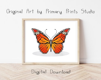 Monarch Butterfly Art Print, Monarch Butterfly Printable, Butterfly Printable Art, Butterfly Wall Art, Butterfly Digital Télécharger