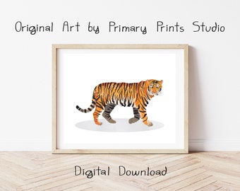 Tiger Art Print, Tiger Printable, Wild Animal Printable Art, Tiger Wall Art, Tiger Digital Download