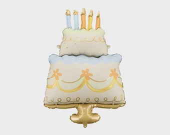 Birthday Cake Foil Balloon (62x104cm) – Pastel 3-Tier Celebration Cake Shape, Elegant Anniversary Party Decor, Milestone Birthday Balloons