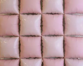 Double Sided Square Foil Balloon Backdrop | 4 Pack Matte & Glossy Pink Modular Puff Wall Tiles, Luxury Wedding Photo Booth Prop