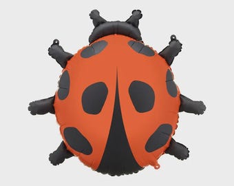 Ladybug Foil Balloon (85x83cm) – Red & Black Beetle Shape Balloon, Insect Theme Kids Birthday Party, Spring Garden Baby Shower Deco