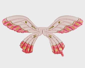 Globo de aluminio con alas de mariposa para usar, 40x20 pulgadas – Globo de princesa hada rosa mate, decoración para fiestas de cumpleaños infantiles, accesorio para fotos con temática de mariposas.