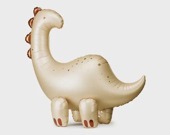 3D Standing Brontosaurus Foil Balloon - 35" (91x85cm)| Jumbo Air-Fill Walking Dinosaur Mylar Floor Sculpture, Kids Dino Theme Birthday Decor