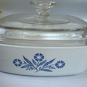 Vtg Corning Ware Blue Cornflower A-1-B, size Casserole 1Qt with Lid A-7-C Pyrex Original
