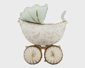 Vintage Baby Carriage Foil Balloon (67x96cm) – Elegant Baby Shower Decor, Gender Reveal Party Supplies, Welcome Home Baby Pram Balloon