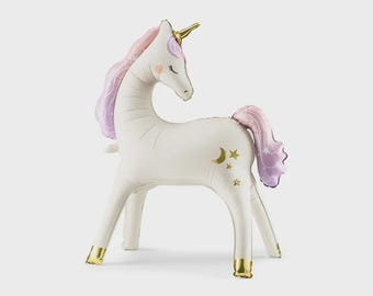 Pastel Unicorn Foil Balloon - 44" (113x83cm) | Jumbo Magical Rainbow Pegasus Mylar, Kids Whimsical Birthday Party Decor Photo Prop
