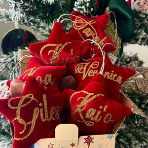 Free Personalized Velvet Ornaments-Custom made Ornaments-Christmas tree Decor-Christmas Gifts-Unique home decor-Xmas Gift-Red ornament