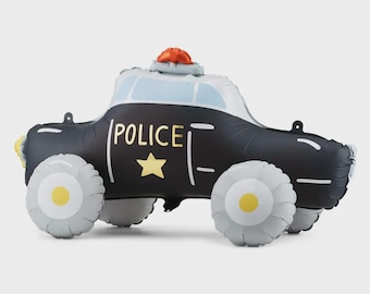 3D Standing Police Car Foil Balloon - 35" (90x41cm) | Cop Copcar Mylar Sculpture, Kids Emergency Rescue Birthday Party Decor Prop