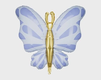 Giant Butterfly Foil Balloon – Pastel Blue Mylar Wings, Whimsical Garden Party Decor (69x69cm)