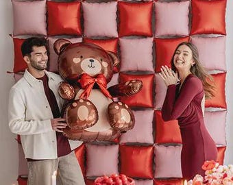 Giant 3D Standing Teddy Bear Foil Balloon - 33"  | Jumbo Air-Fill Sitting Brown Bear Mylar Sculpture, Kids Birthday Baby Shower Decor Prop