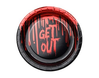 Get Out Paper Plates, Black Red Disposable Tableware (18cm)