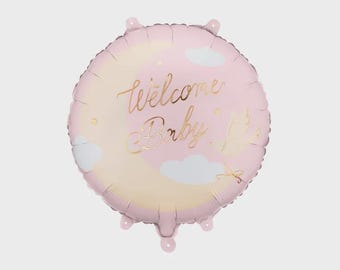 18" Baby Heart Foil Balloons – Light Pink & Blue Gingham Checkered Balloon, Elegant Baby Shower Decor, Newborn Welcome Home Celebration