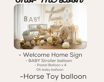 Cappuccino Script "Welcome Home" Foil Balloon Banner, Baby Homecoming, Housewarming Party
