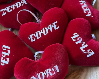 Personalized Velvet Heart Ornament: Handmade Keepsake Gift