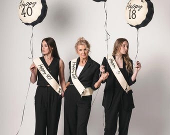 Elegant Milestone Birthday Foil Balloons - Happy 18th, 40th, 50th, 60th Birthday Decor, Black and Gold Pillow Shape Balloon for Party Selfie
