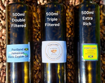 Portland Organic Jamaican Black Castor Oils - 500ml Glass Bottles & BPA Option