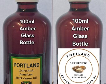 PORTLAND 100ml Organic Black Castor Oil Range in Amber Glass