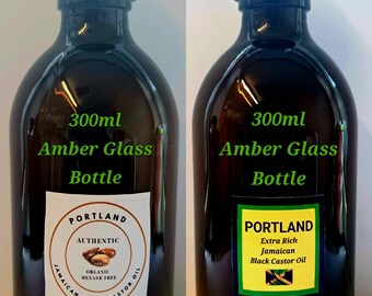 Portland 300ml Jamaican Black Castor Oil Amber Glass Bottle Range