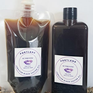 Raw Organic Hexane Free Jamaican black castor oil in 100ml Bottle or Pouch, 330ml and 1 litre glass bottles and 5 Litre Options.