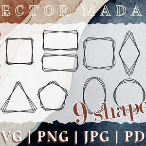 Offset lijnvormen | gesneden bestand vector afbeelding | svg png jpg pdf | Cricut Silhouette Glowforge Clipart | Design Elements Lasersnijmachine
