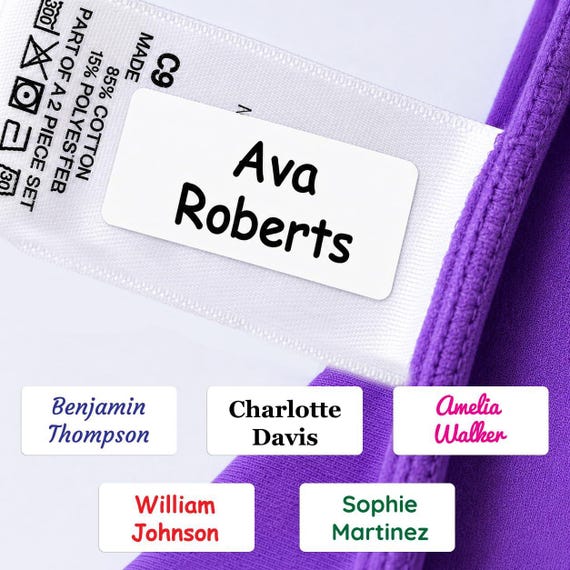 Pack of 60 Personalised Clothing Name Labels Just Peel and Stick Kids Clothing Labels Stick on Label Tags for Kids Papa Prints