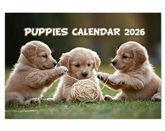 2026 calendar monthly calendar A4 Puppy Dog Calendar Cute Dog Calendar