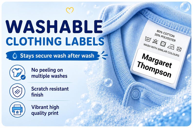 Pack of 60 Personalised Clothing Name Labels Just Peel and Stick Kids Clothing Labels Stick on Label Tags for Kids Papa Prints image 7