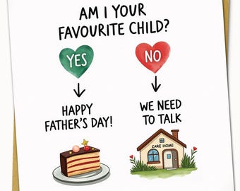 Papa Prints Funny Father’s Day Card for Dad Favorite Child Card 145x150 mm Joke Card for Dad Father’s Day Card from Son