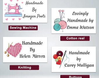 120 x Personalised Handmade Labels (38 x 21 mm) Handmade Stickers for Handmade Small Businesses