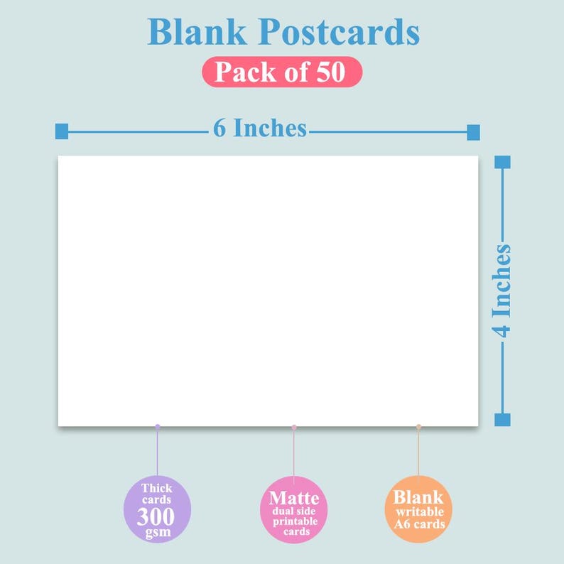 Papa Prints A6 Cards blank white card 4X6 cardstock White Card Postcards 300gsm Card blank card image 2