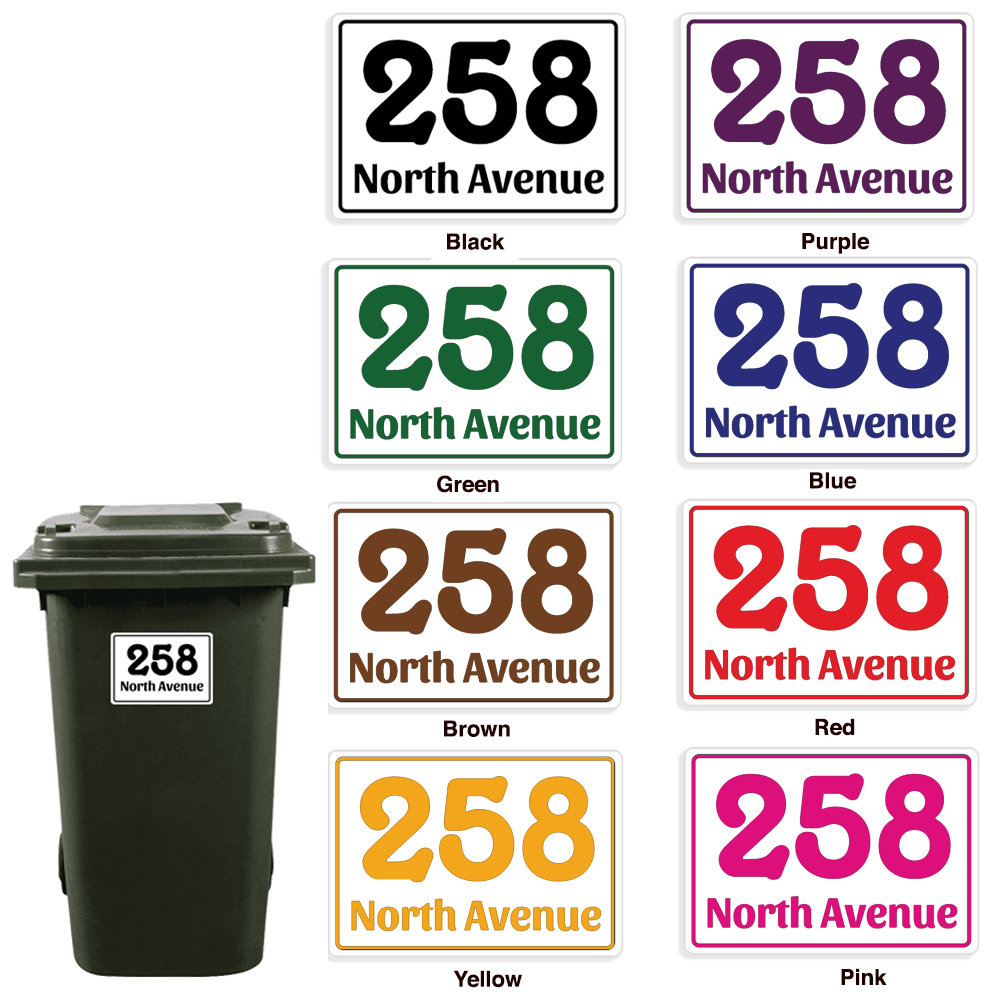 4x Personalised Wheelie Bin Stickers Bin Labels Bin Stickers House