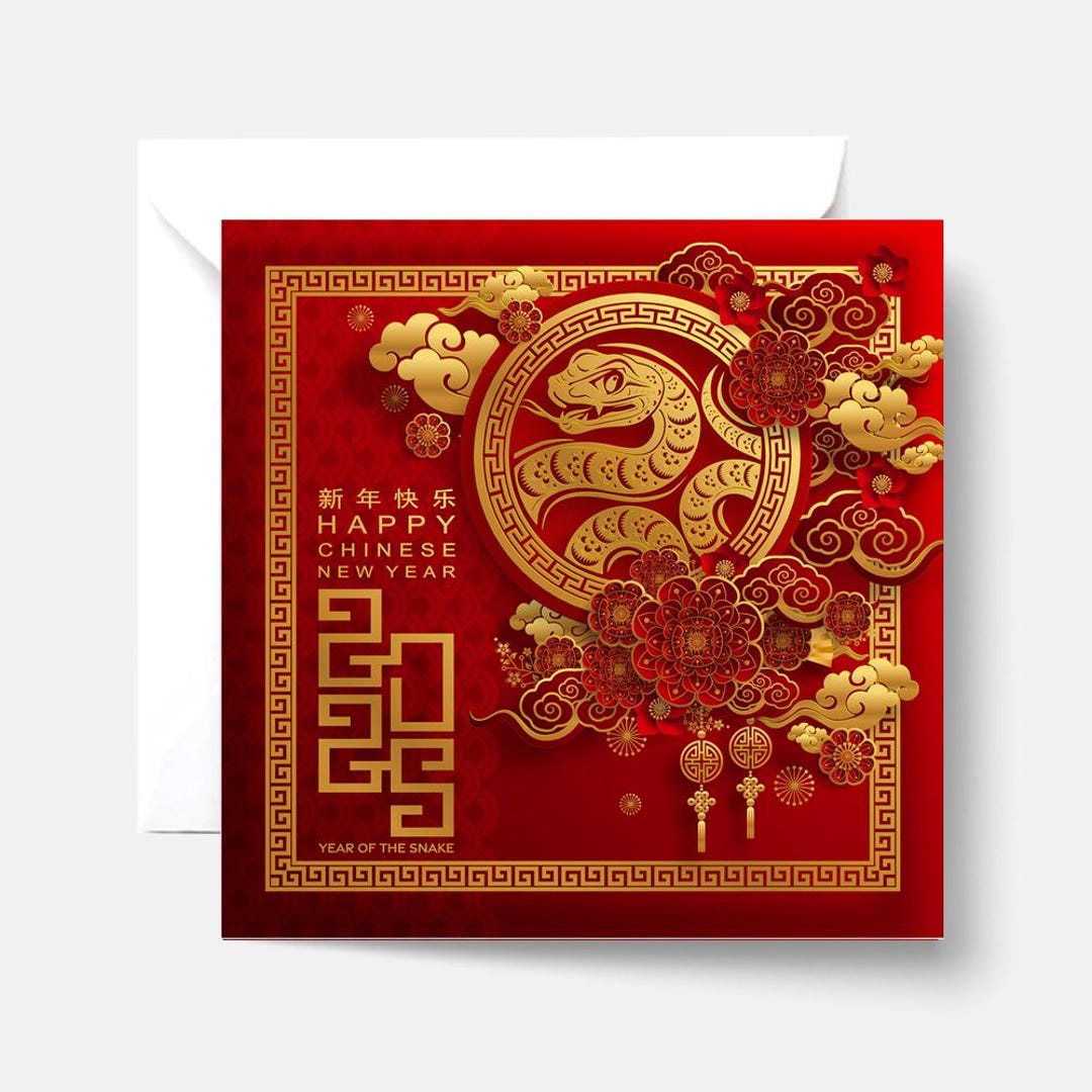 Happy New Year Card 145 X 150 Mm Chinese New Year With Envelope Lunar
