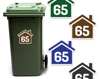 Pack of 4 House Numbers Bin Labels (140 x 125 mm) Waterproof Wheelie Bin Stickers Door Numbers