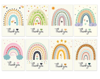 24 x  Boho Rainbow Card (149 x 105 mm) Rainbow Cards Thank You Postcards Thank you cards with Envelopes