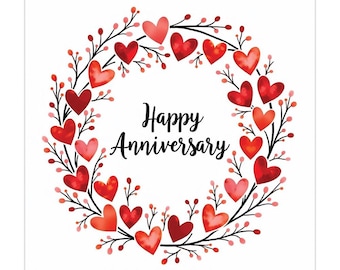 Papa Prints Happy Anniversary Card Romantic Couple Love Heart Cute Simple Wedding Card