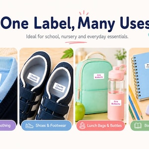 Pack of 60 Personalised Clothing Name Labels Just Peel and Stick Kids Clothing Labels Stick on Label Tags for Kids Papa Prints image 8