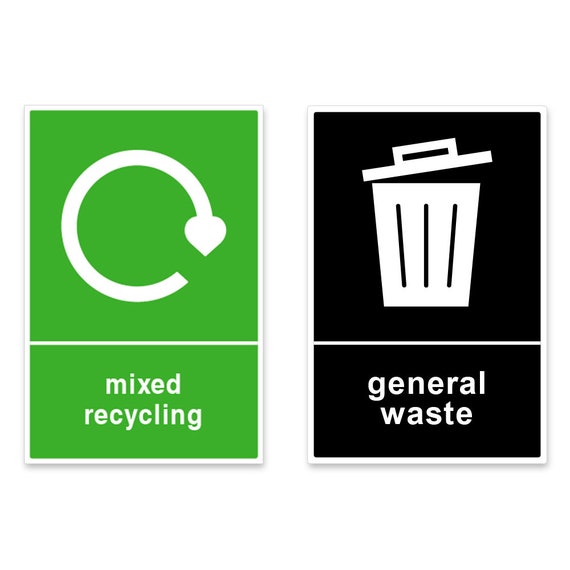 2pcs recyclable non recyclable trash bin labels self - Mauritius