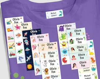 Personalised Iron on Name Tags Iron on Name Labels Clothing Labels Waterproof Labels for School Uniforms, Clothes