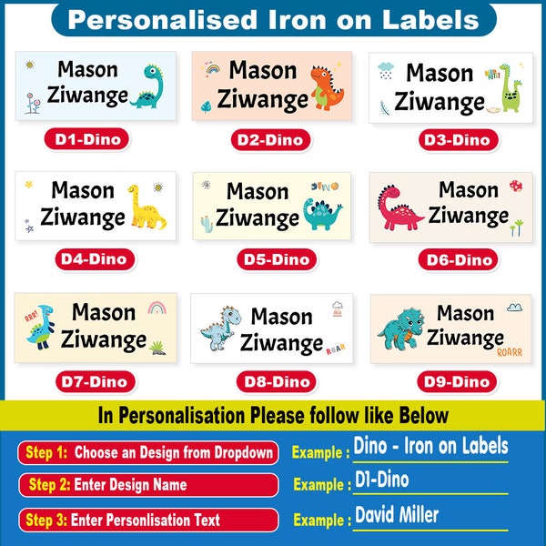 Personalised Iron on Name Tags Back to School Kids Label Iron on Clothing Labels for School Uniform, Clothes