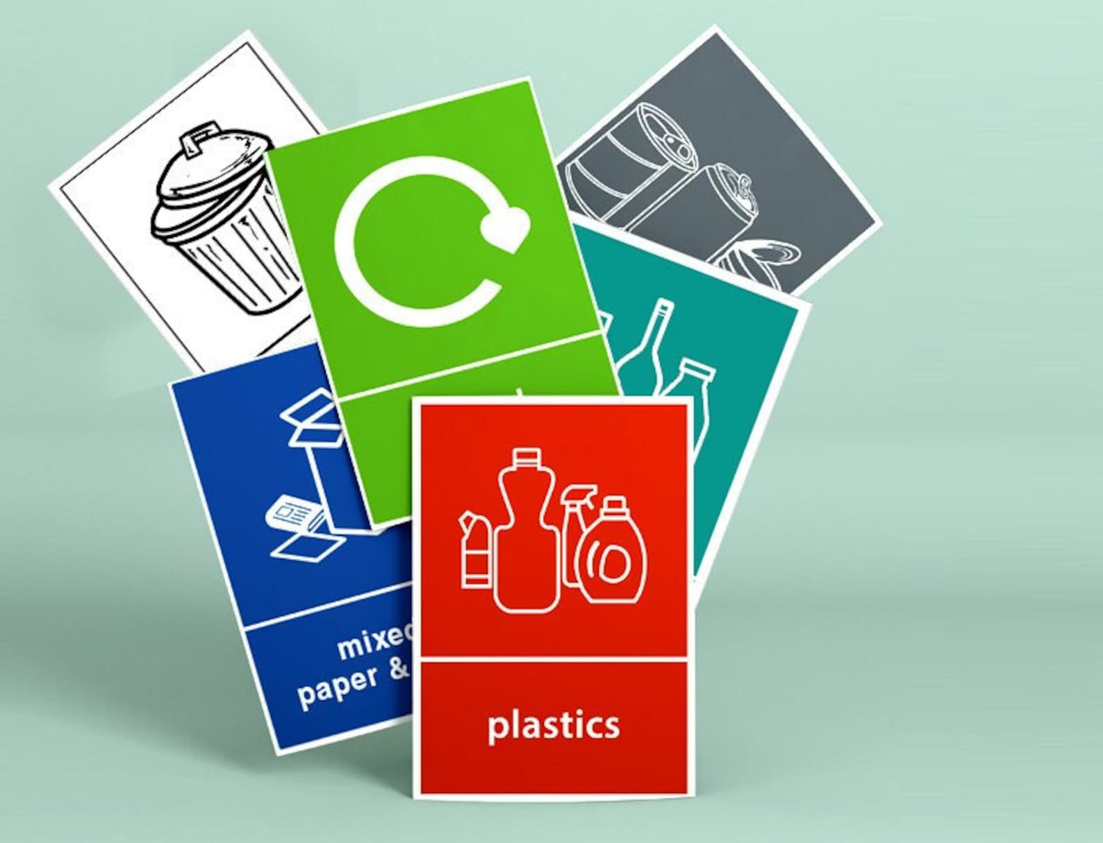 Recycleable Stickers Recycling Stickers (150 X 100 Mm) Plastics Recycling Stickers ...