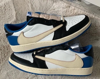 Travis Scott X Fragment X Air Jordan 1 Low OG White Blue DM7866-140, Chaussures homme et femme, Cadeaux baskets et Chaussures unisexe