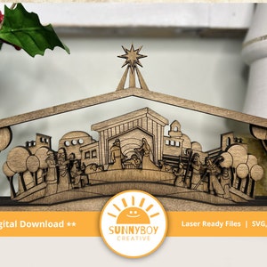 Layered Christmas Nativity Stable | Laser Cut File | SVG PDF DXF | Digital Download