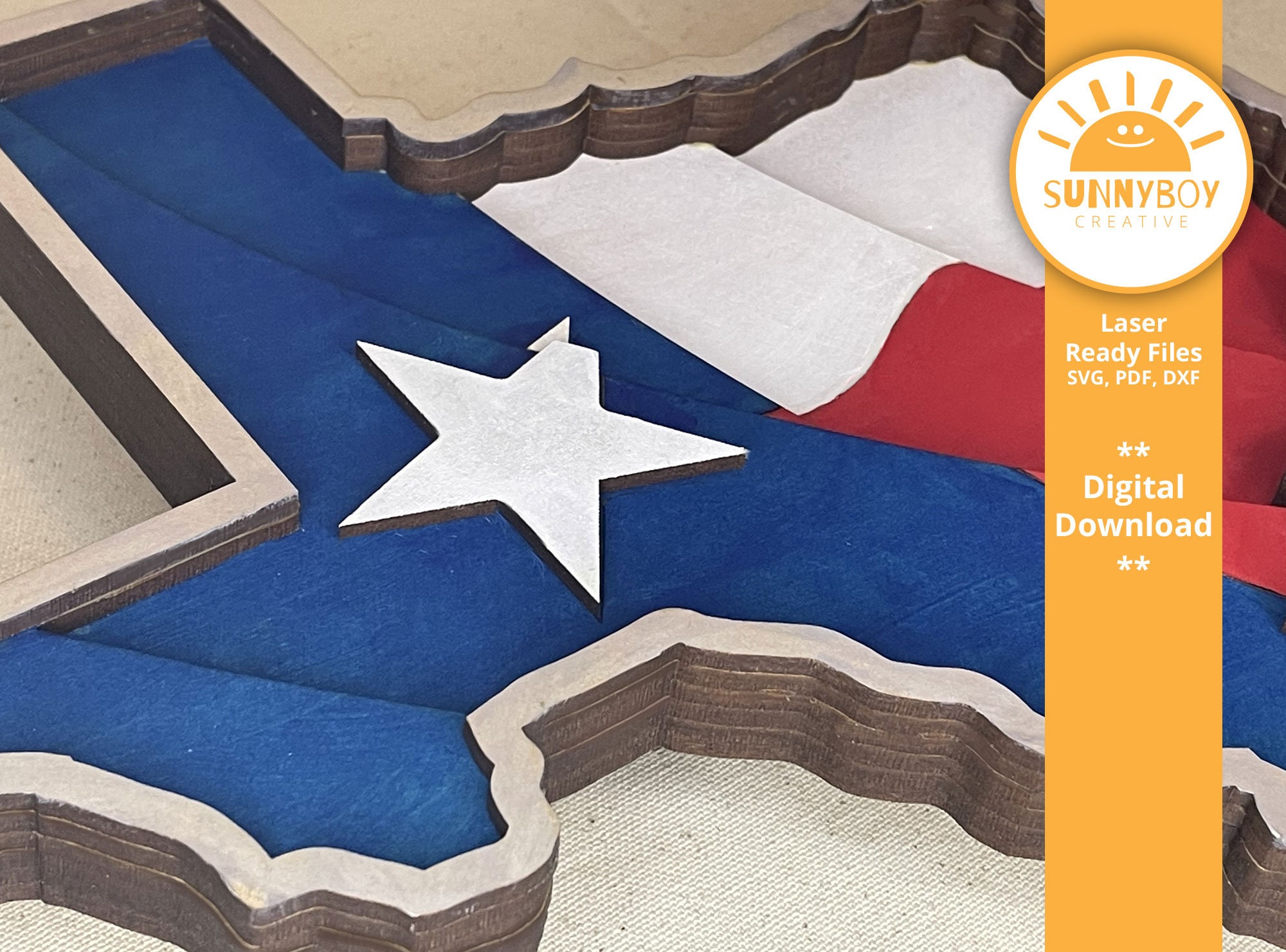 3D Texas Lone Star Flag Laser Cut File (SVG PDF DXF) - Etsy
