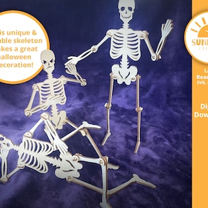 Halloween Posable Skelett | Einzigartige Gelenke für unbegrenzte Posen! | Laser-Schnitt-Datei | SVG PDF DXF | Digitaler Download