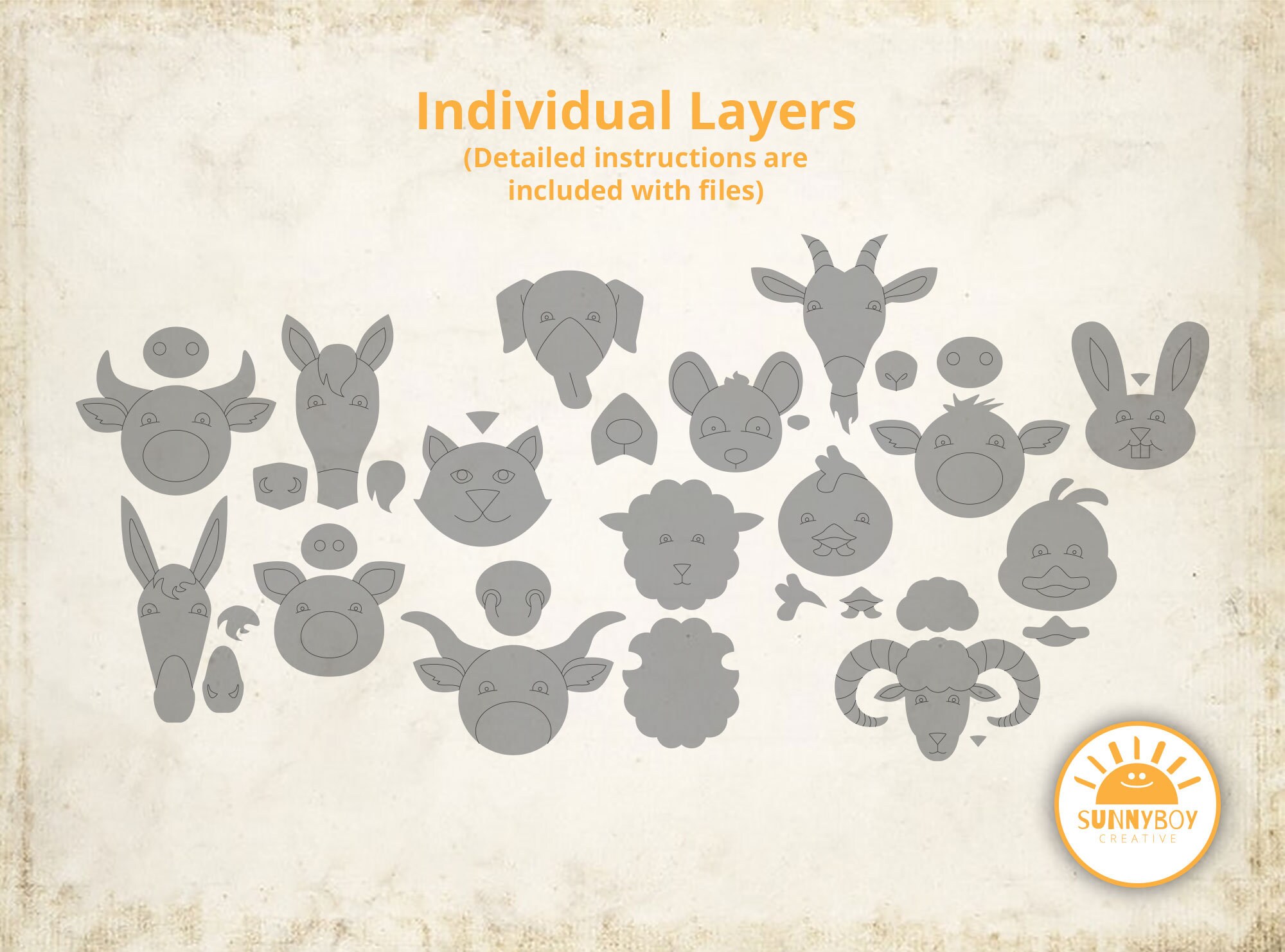 Farm Animal Laser Cut Files: Multi-layer Buttons, Pins, Magnets (SVG ...