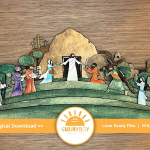 Layered Easter Nativity Scene | Laser Cut File | SVG PDF DXF | Digital Download