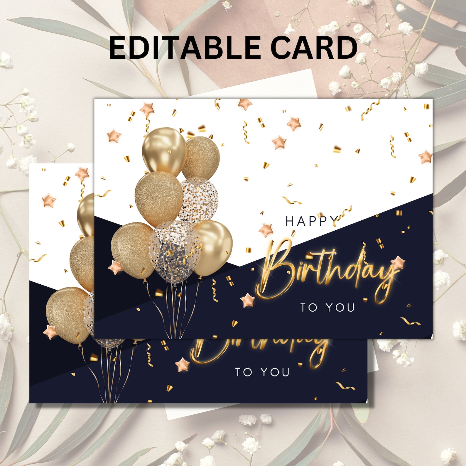 EDITABLE Printable Cards, Printable Birthday Card, Printable Greeting
